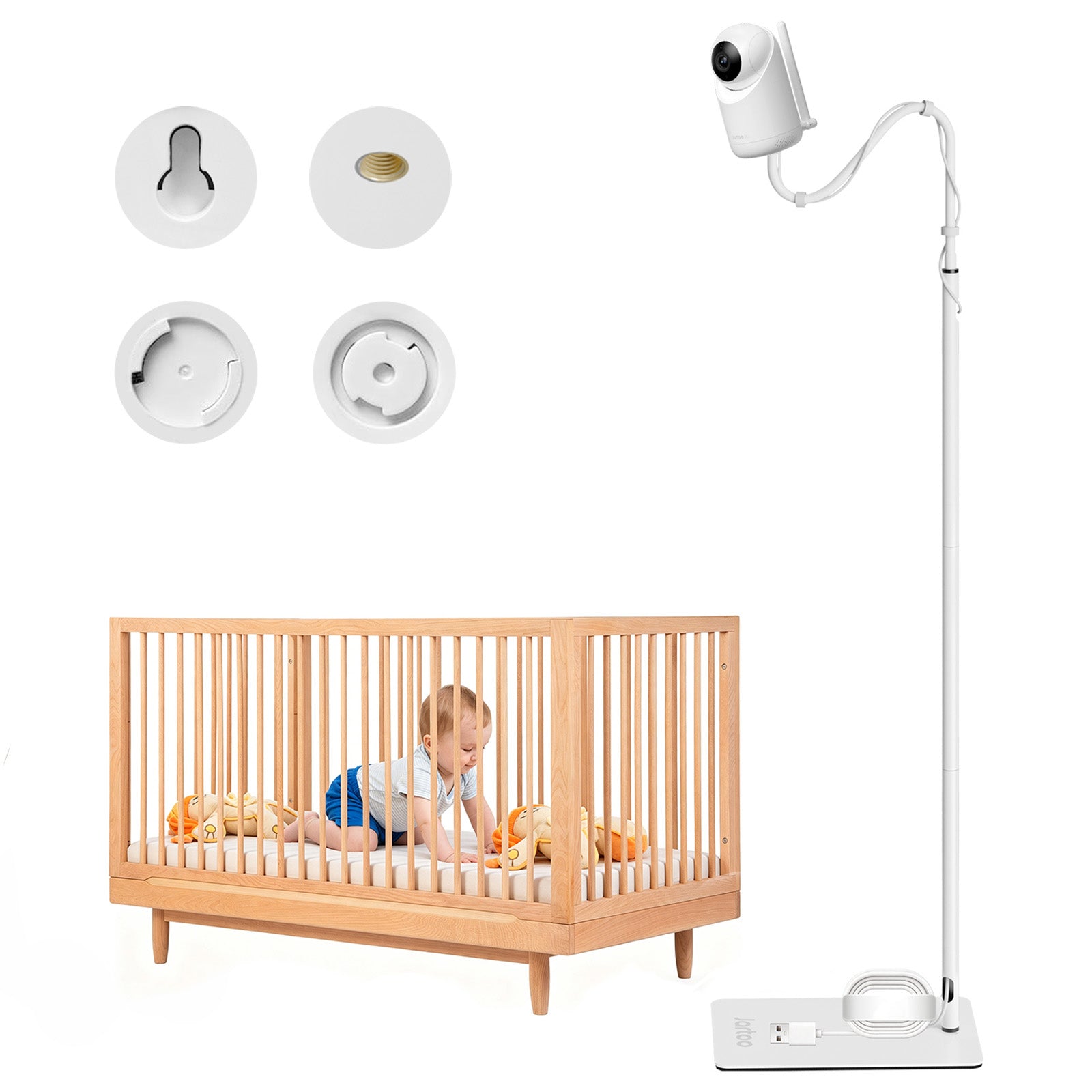 Jartoo Universal Baby Monitor Floor Stand Holder Mount, Adjustable Height & Stable Base, No Tools or Wall Damage