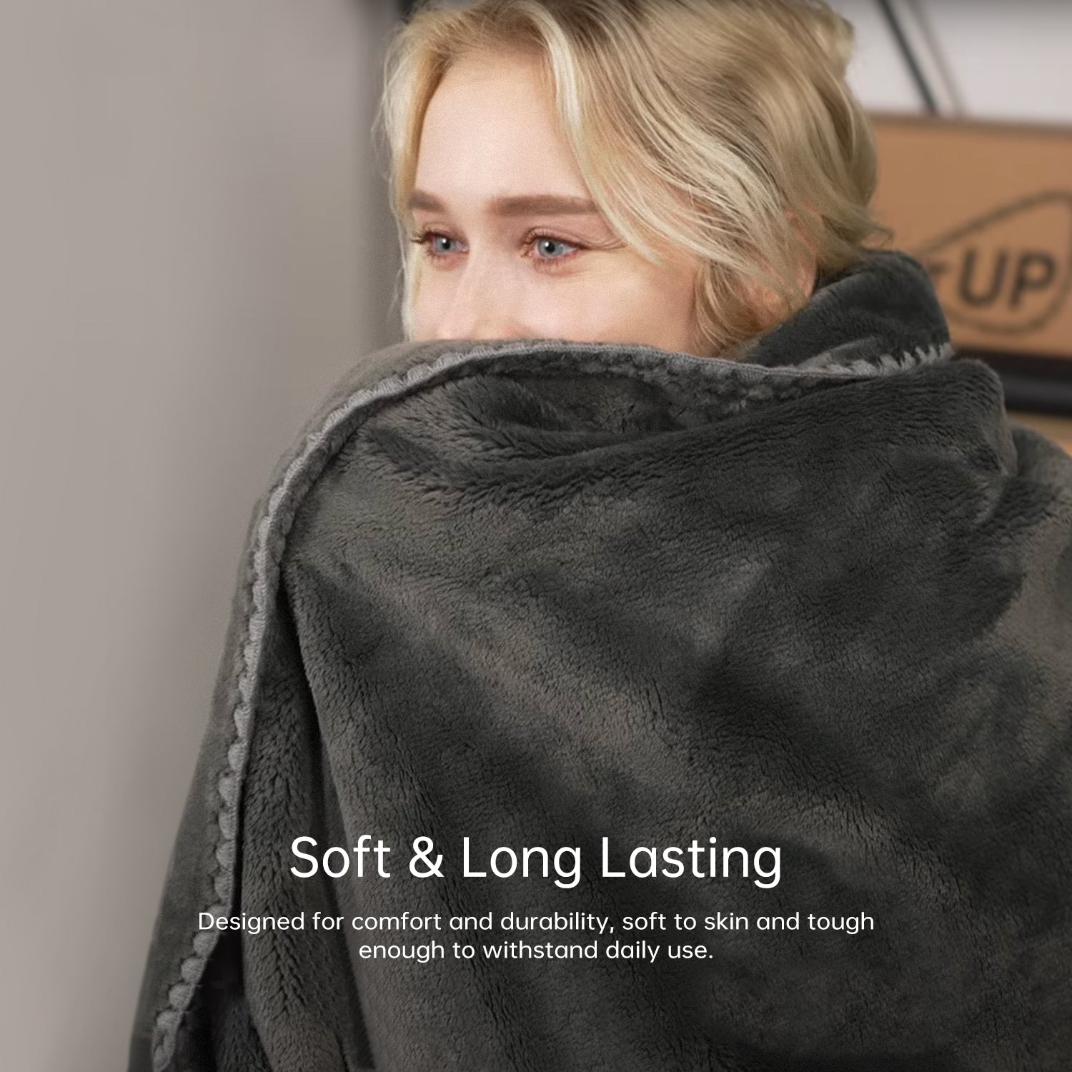 Jartoo Carbon Nanotube heated blanket, woman, grey velvet, for comfort and durability, machine washable.