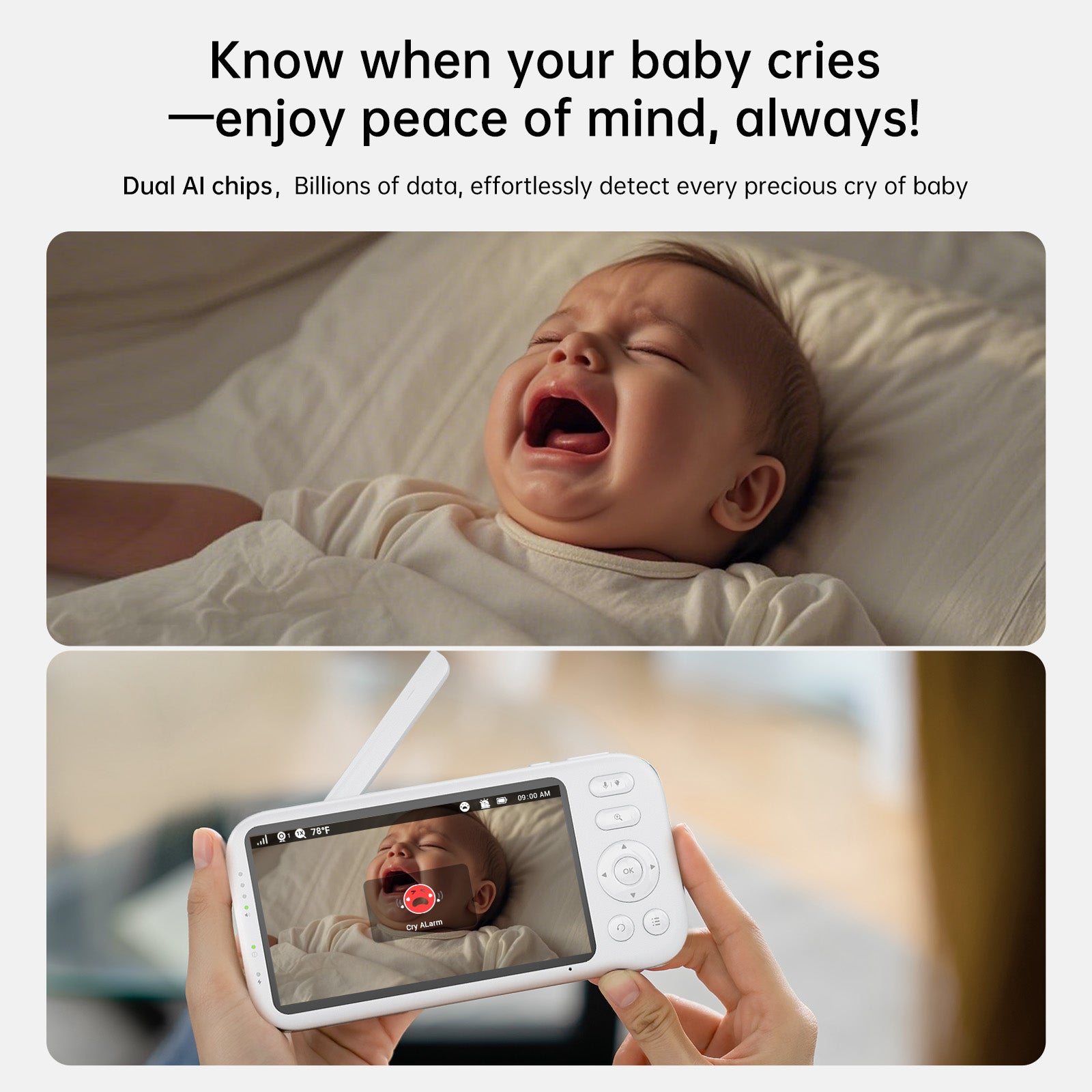 Jartoo Best Baby Monitor No WiFi Video with 2 Camera 2K