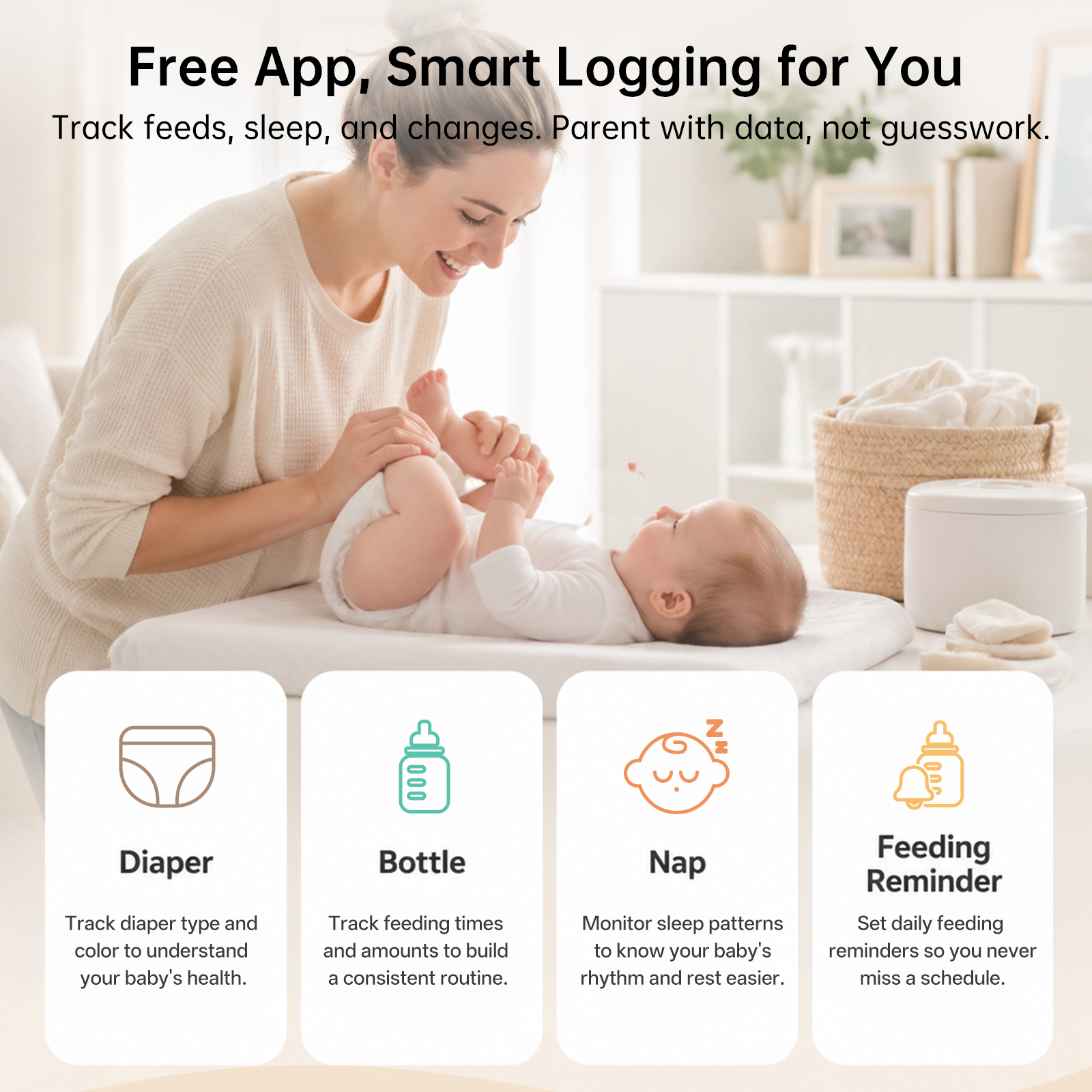 Jartoo AI Cry Detect 2K Caméra de surveillance vidéo pour bébé et audio Écran Full HD 5,5", longue portée de 3600 pieds sans WiFi, portable, vision nocturne, conversation bidirectionnelle, 6000 mAh
