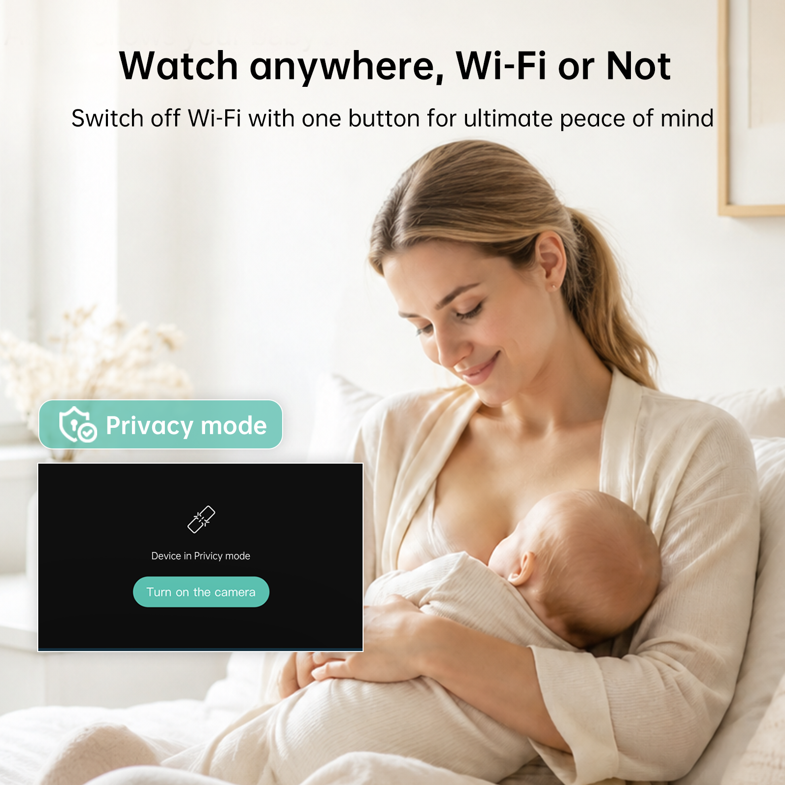 Jartoo AI Cry Detect 2K Video-Babyphone, Kamera und Audio, 5,5-Zoll-Full-HD-Bildschirm, 3600 Fuß Reichweite, kein WLAN, tragbar, Nachtsicht, Gegensprechfunktion, 6000 mAh