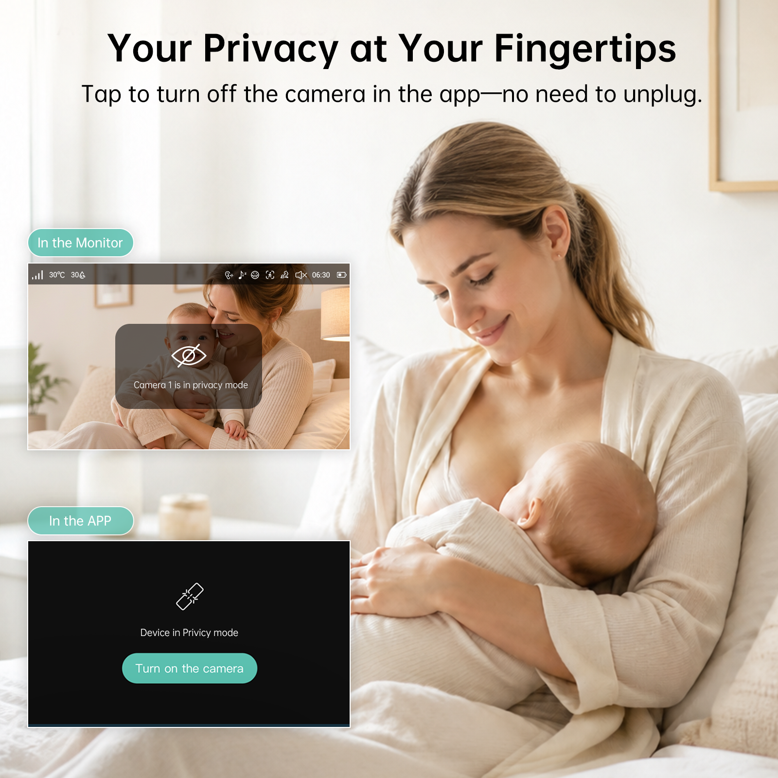 Jartoo AI Cry Detect 2K Caméra de surveillance vidéo pour bébé et audio Écran Full HD 5,5", longue portée de 3600 pieds sans WiFi, portable, vision nocturne, conversation bidirectionnelle, 6000 mAh