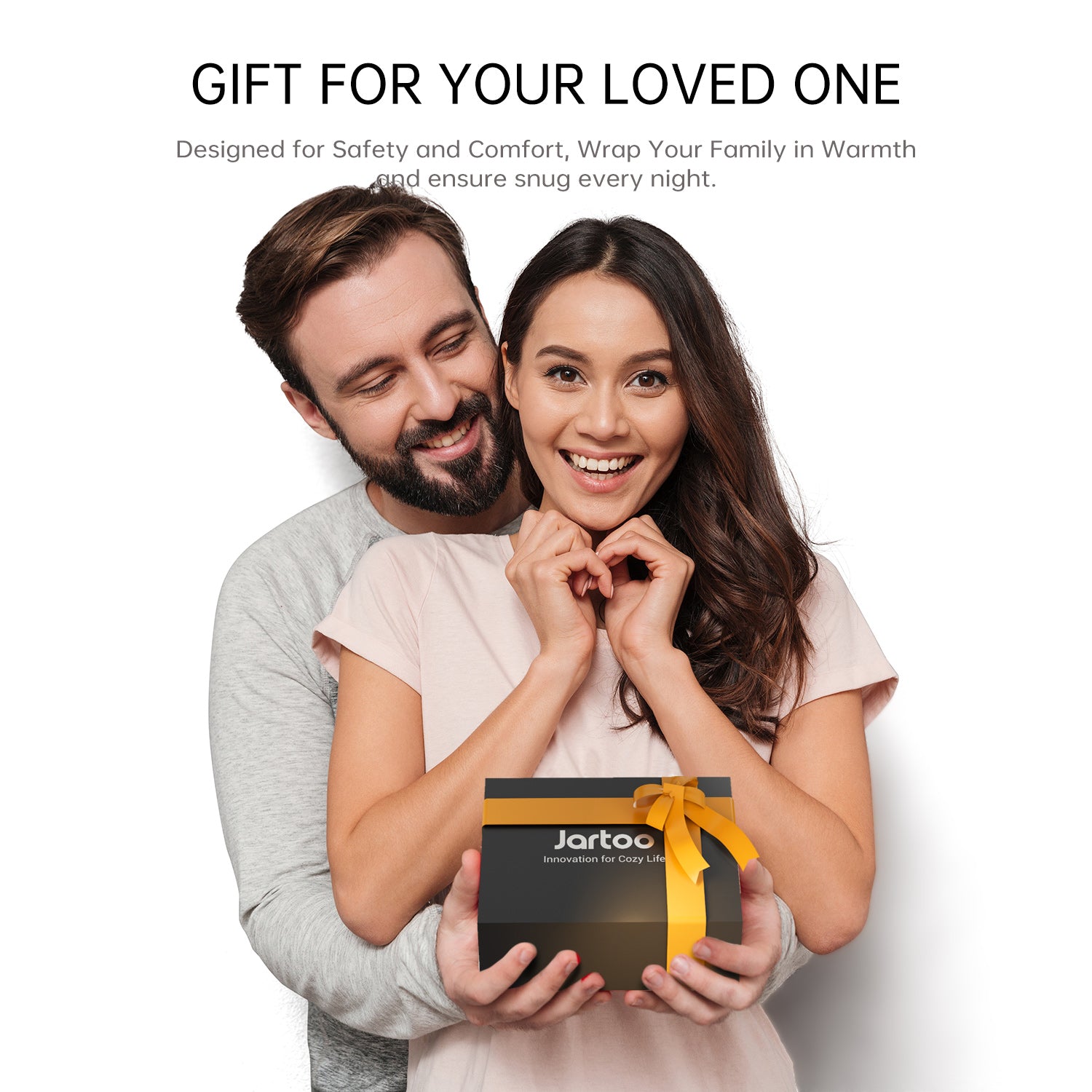 Jartoo heating pad gift for loved one, promoting safety and comfort, offering warmth, and ensuring cozy nights