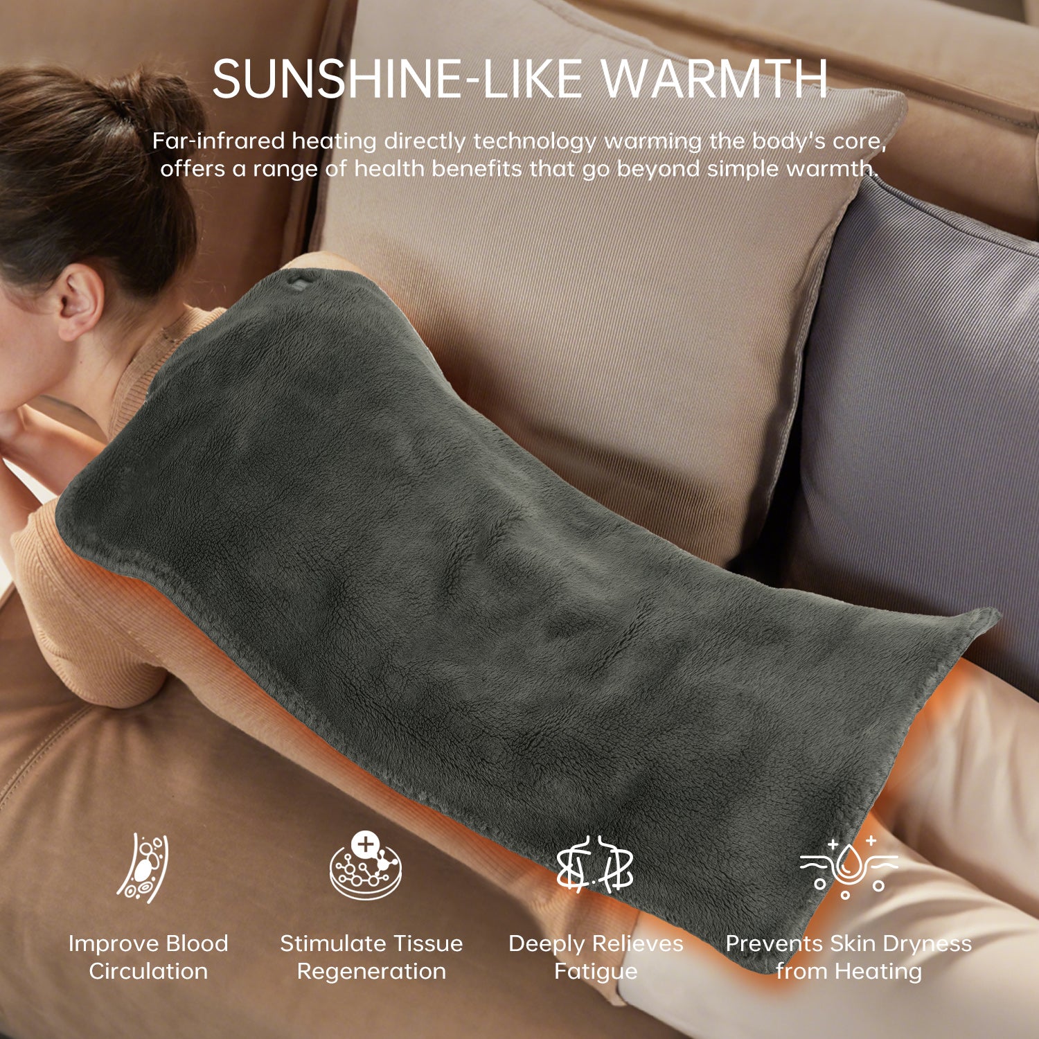 Carbon Nanotube Heating Pad, Jartoo technology, providing far-infrared warmth for pain relief and promoting better health.
